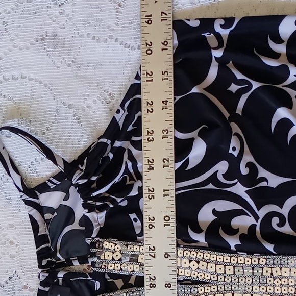 INC International Concepts Petite Sequin Embellished Halter Top Size P Blk/White - Picture 7 of 11